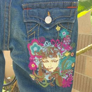 True Religion Joey 70s boho embroidered jeans